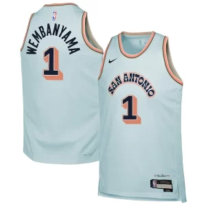 Victor Wembanyama San Antonio Spurs Nike Youth 2024/25 Swingman Player Stylish Jersey City Edition Light Blue - Pour les fans de la ligue - Un maillot authentique de la compétition
