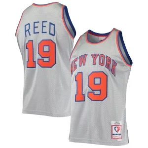 Willis Reed New York Knicks Exclusif 75th Anniversary 1969/70 Hardwood Classics Swingman Jersey Silver - Édition commemorative - Souvenez-vous des moments inoubliables