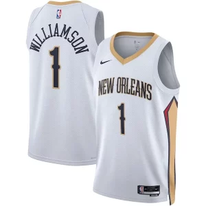 Zion Williamson New Luxueux Orleans Pelicans Nike Unisex Swingman Jersey Association Edition White/Navy - Édition commemorative - Souvenez-vous des moments inoubliables